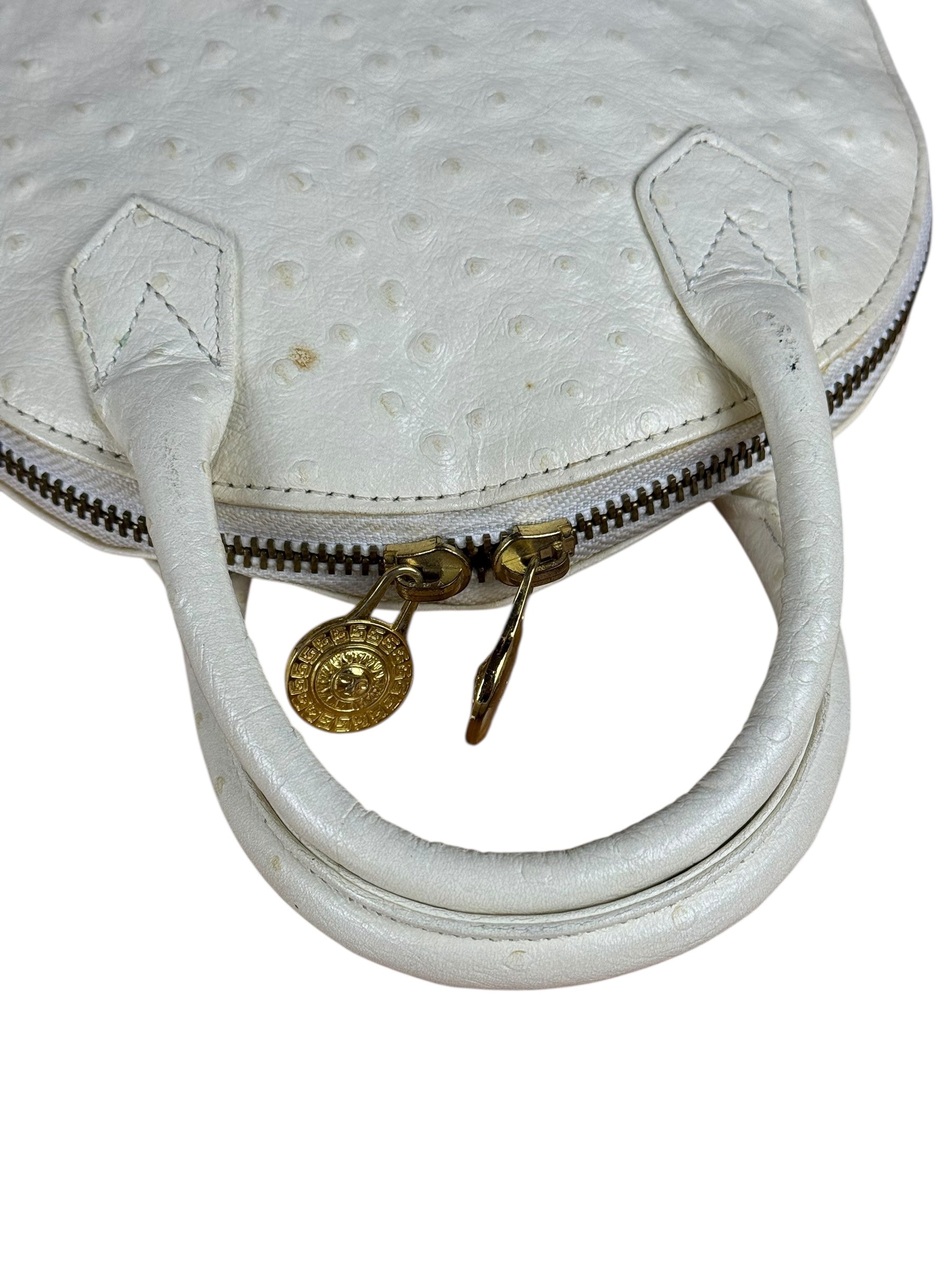 Versace Vintage Mini Osctrich Leather Top Handle Bag