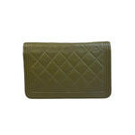 Chanel Olive Green Quilted Caviar Boy Flap Wallet On Chain 2017