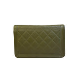 Chanel Olive Green Quilted Caviar Boy Flap Wallet On Chain 2017
