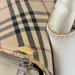 Burberry White Leather Trim Nova Check Shoulder Bag