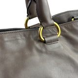 Prada Neutral Taupe Vitello Daino Leather Side Zip Large Shopper Tote