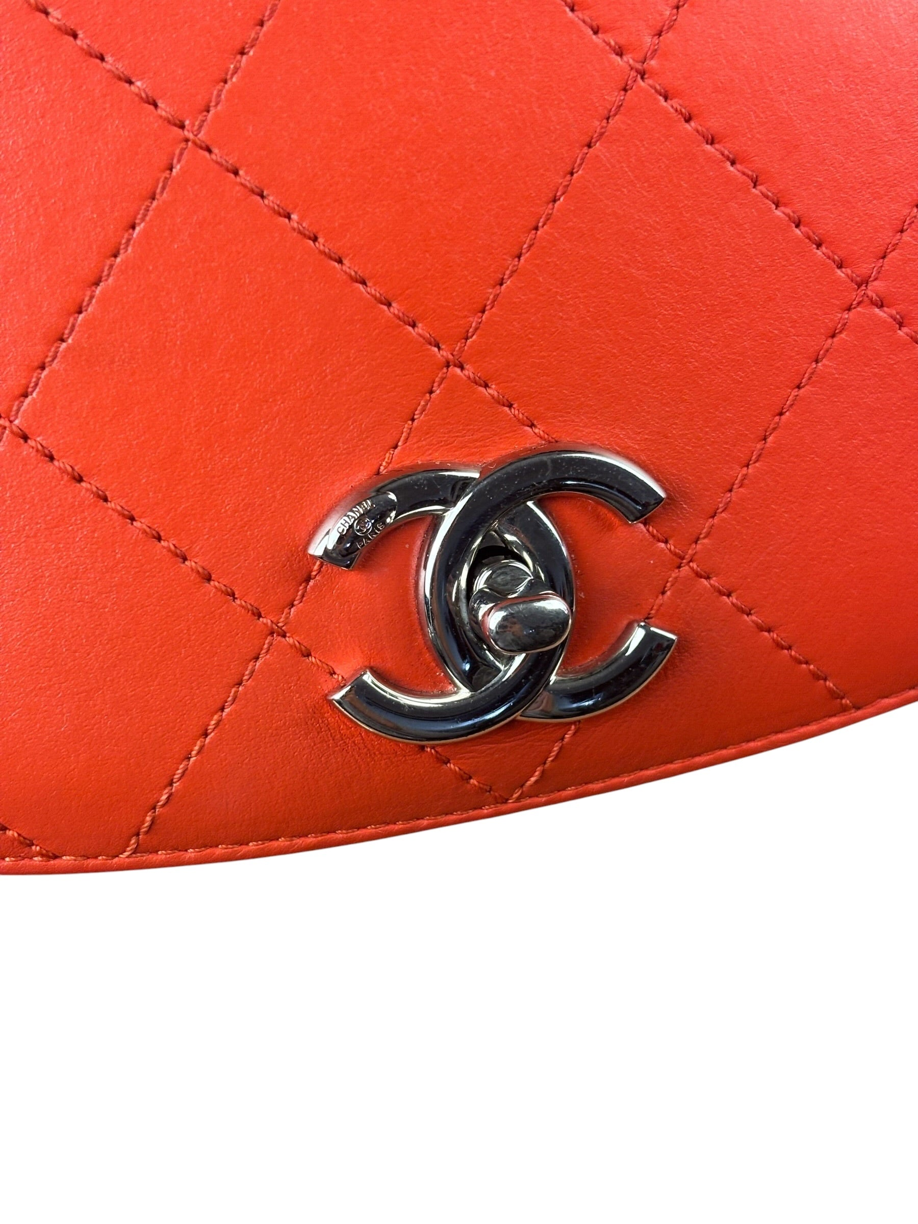 Chanel Red Quilted Calfskin Small Ring My Flap Crossbody Bag 2017