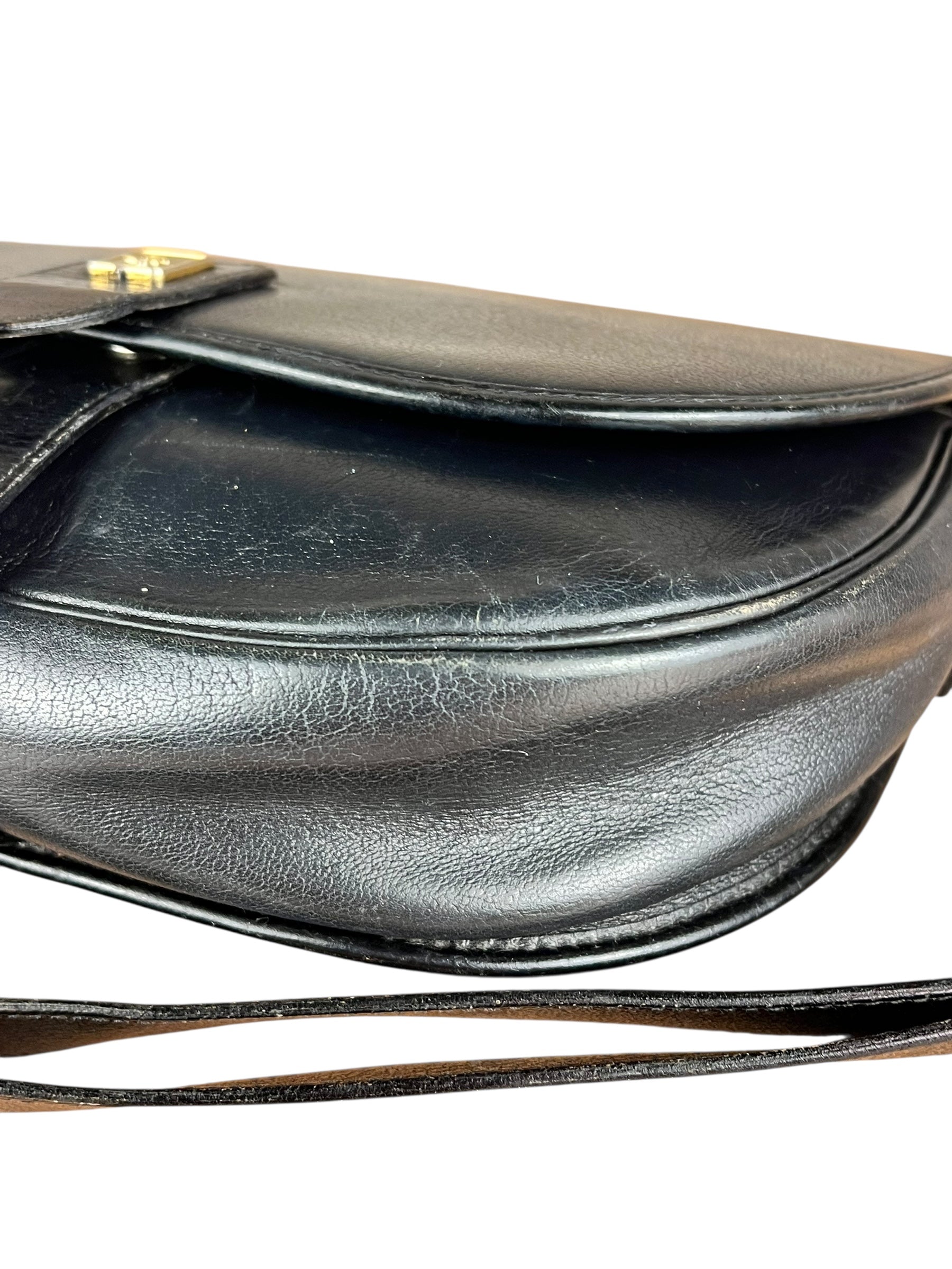 Dior Black Leather Vintage Flap Shoulder Bag