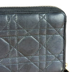 Christian Dior Vintage Black Quilted Leather Zippy Wallet