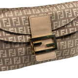 Fendi Rose Beige  Leather Trim Zucca Baguette