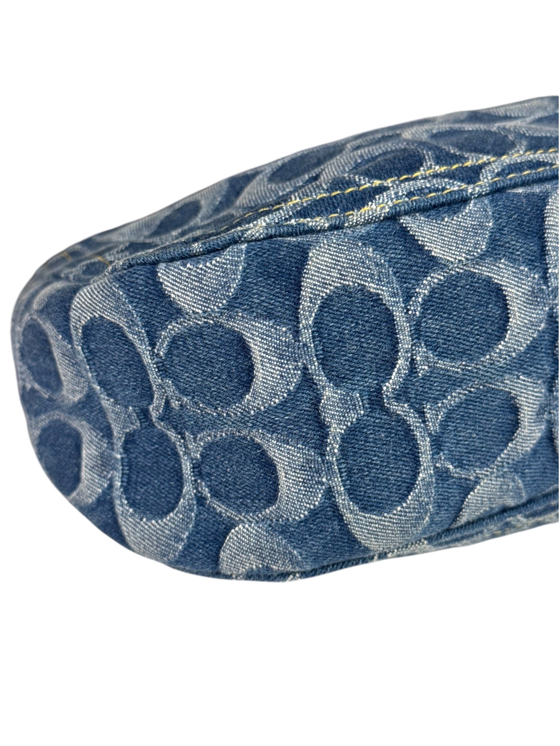 Coach Signature Blue Jacquard Denim Swing Zip Shoulder Bag