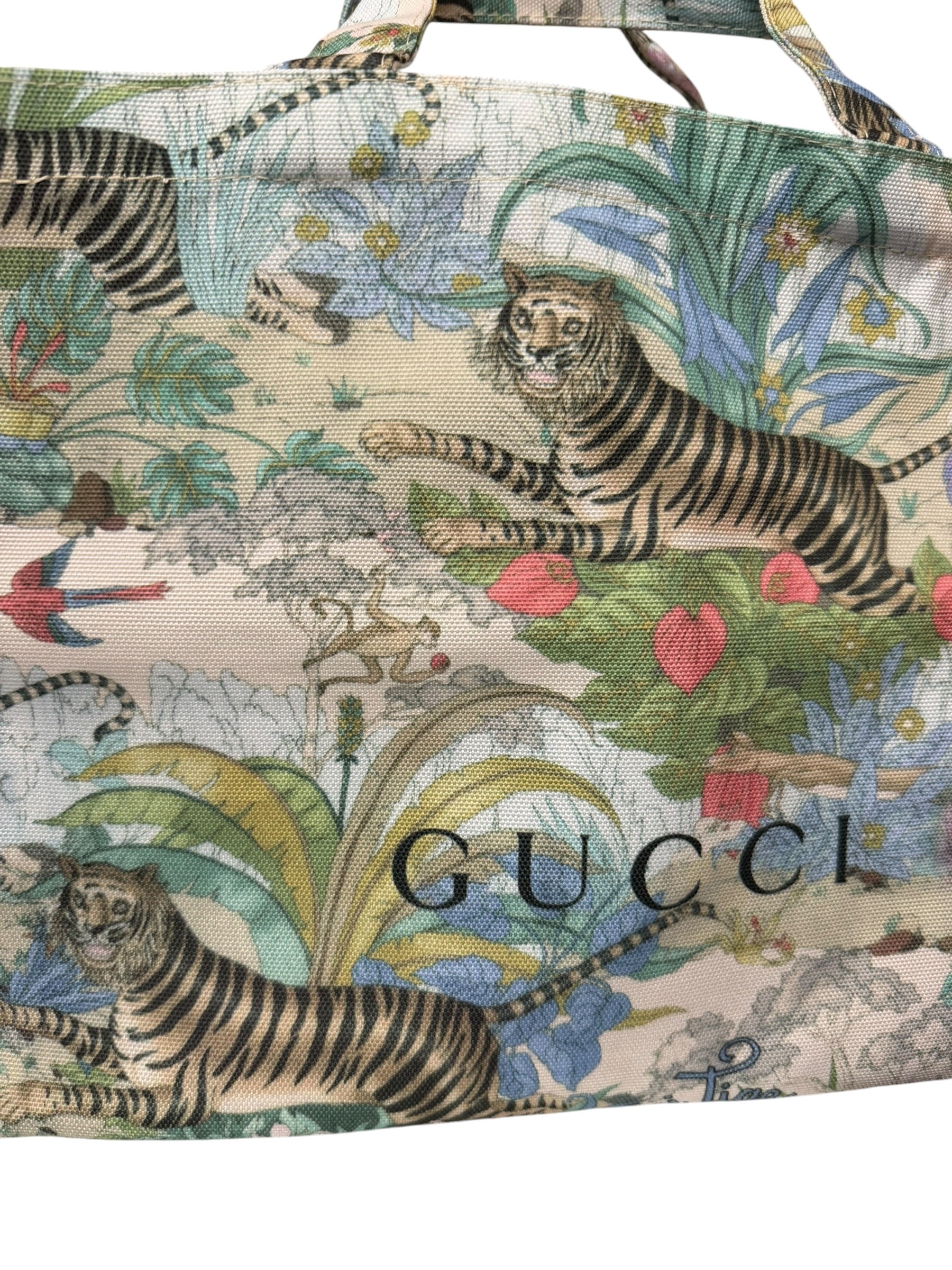 Gucci Beauty Floral Tiger Print Canvas Tote Bag