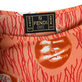 Fendi Tessuto Nylon Orange Graphic Top