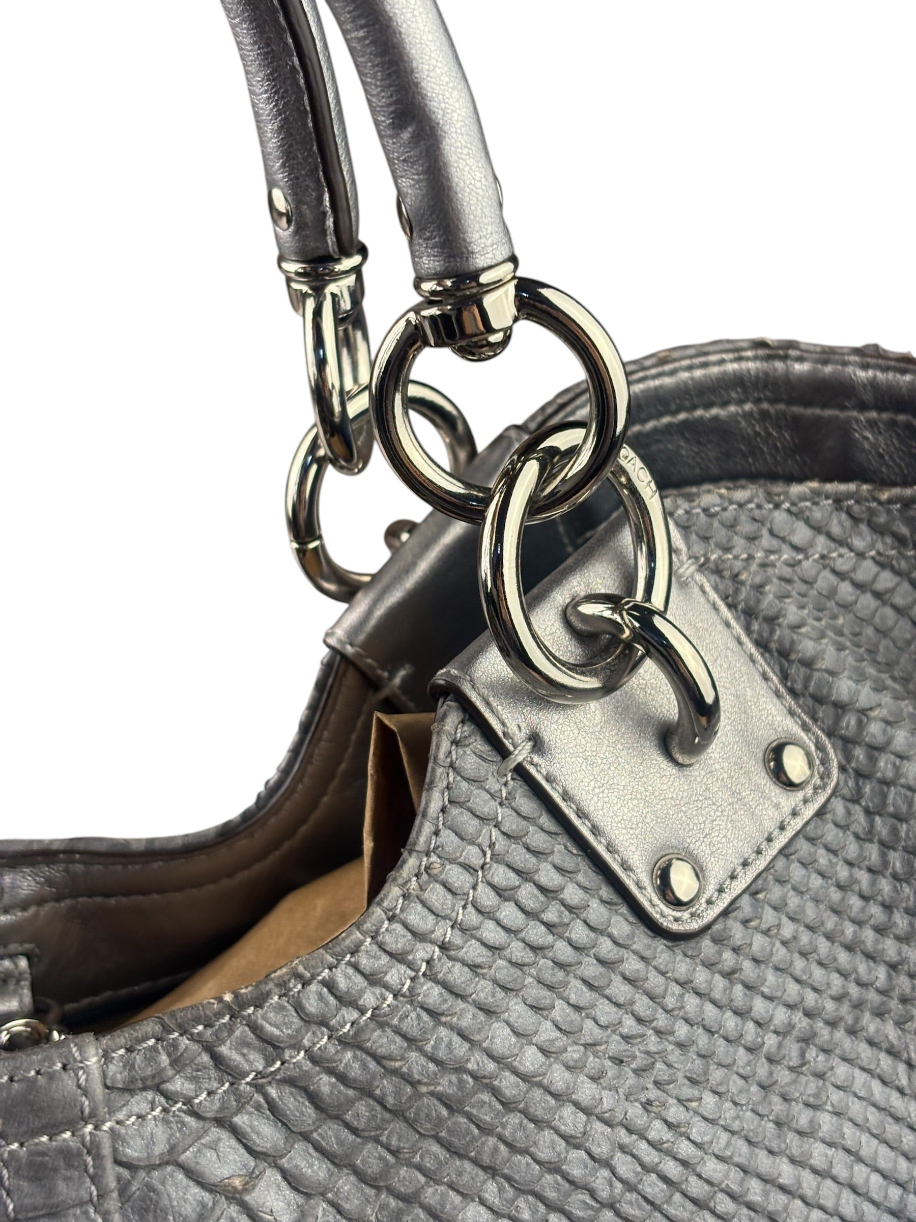 Coach Grey Pythonskin  Indy Babouska Two-Way Shoulder Bag