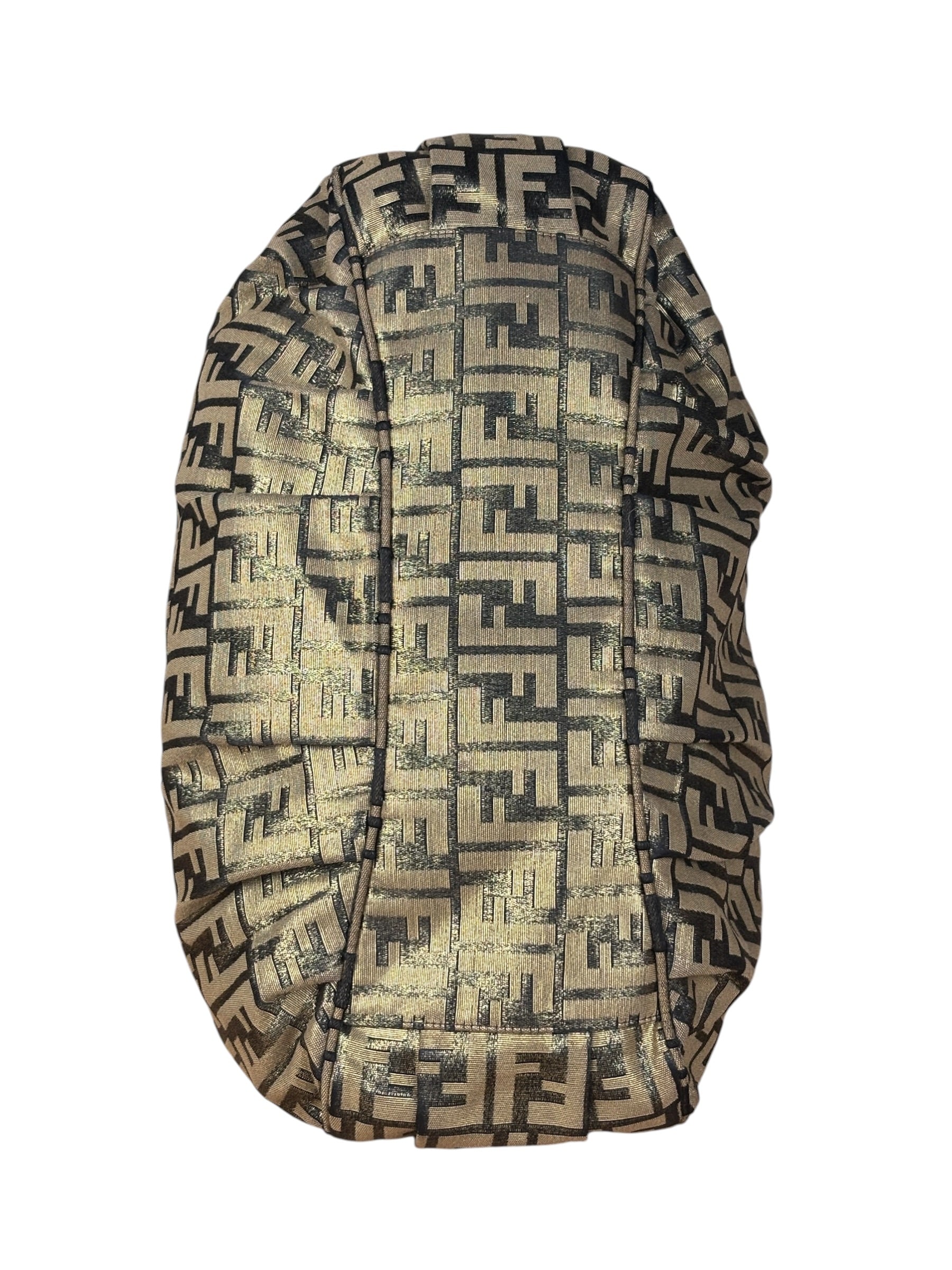 Fendi Vintage Gold Shimmer Zucca Shoulder Bag