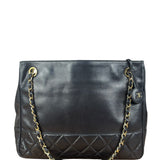 Chanel Vintage Black Leather Quilted Bottom Chain Tote Bag 1987