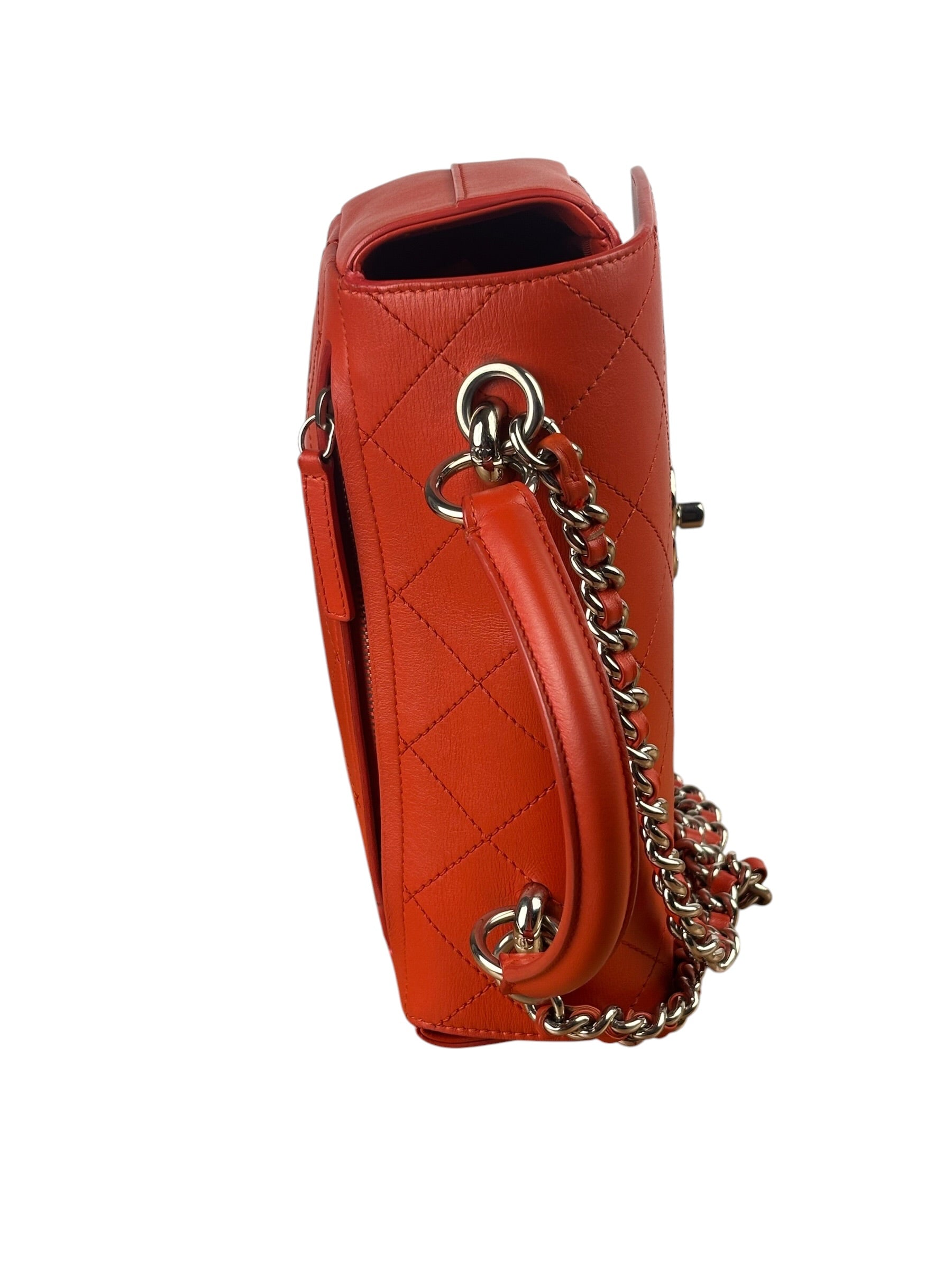 Chanel Red Quilted Calfskin Small Ring My Flap Crossbody Bag 2017