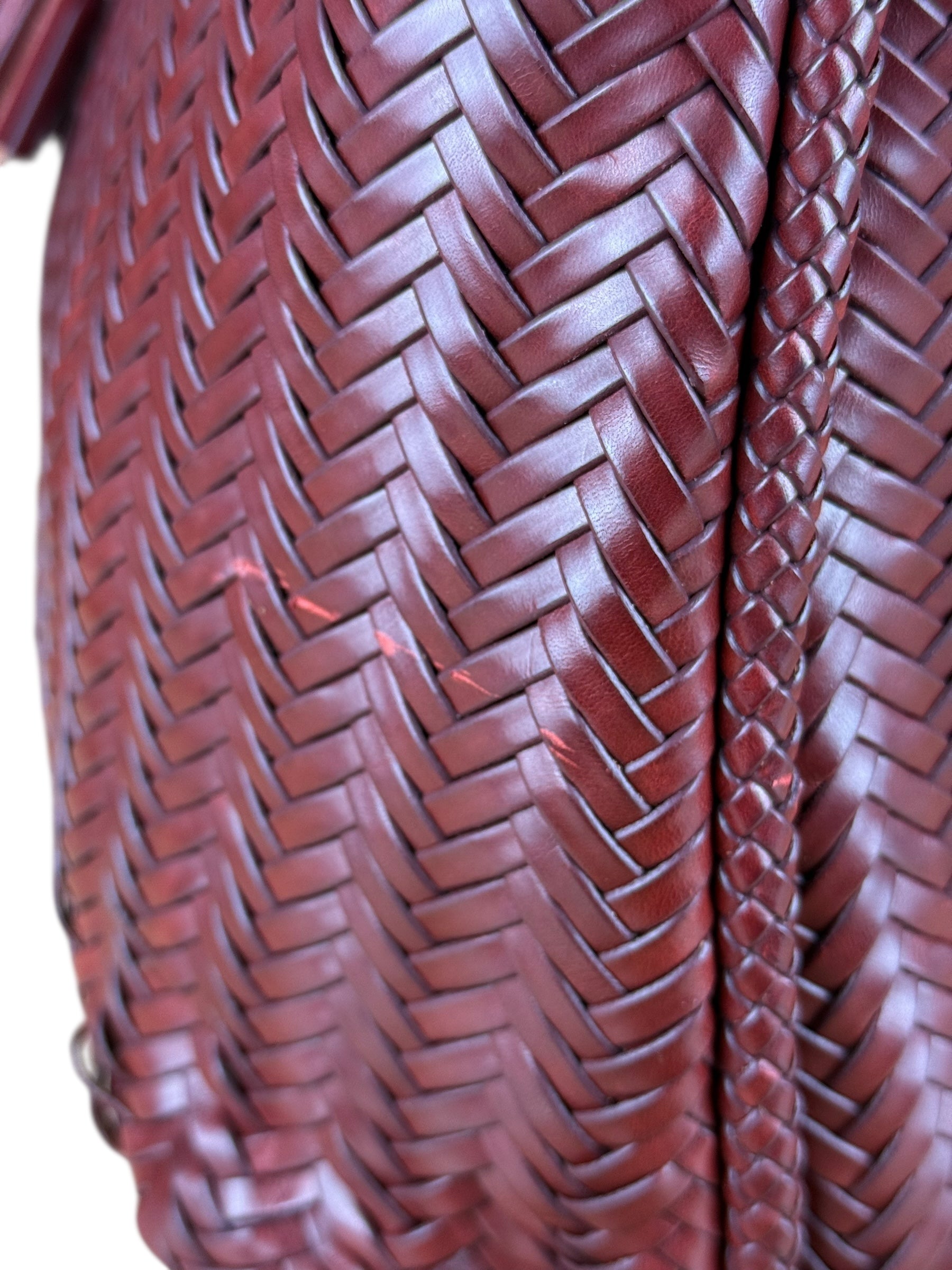 Polo Ralph Lauren Red Woven Leather Tote