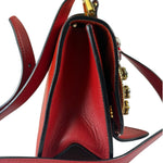 Miu Miu Red Leather Lady Jeweled Flap Bag