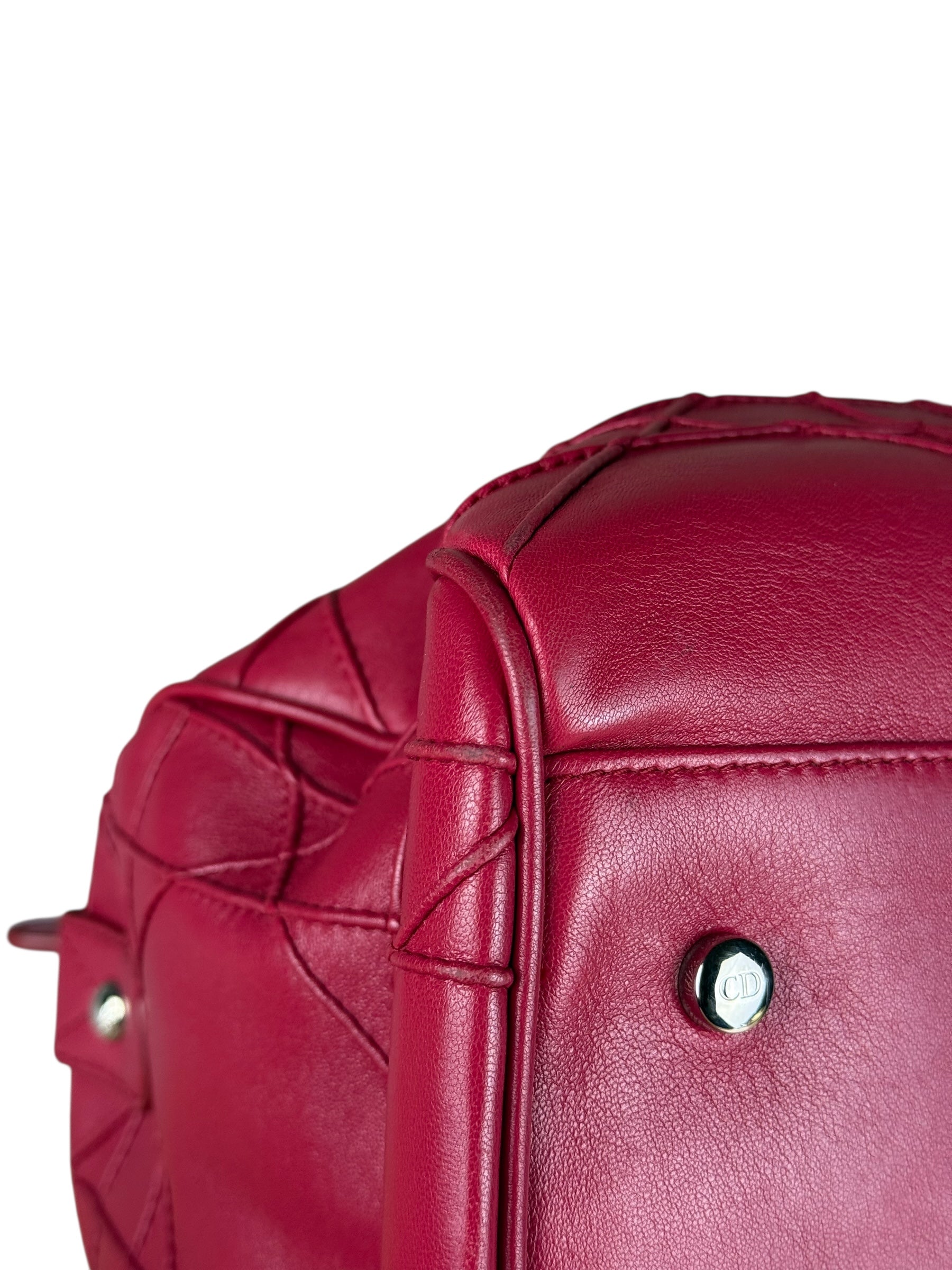 Christian Dior Red Granville Cannage 2Way Handbag