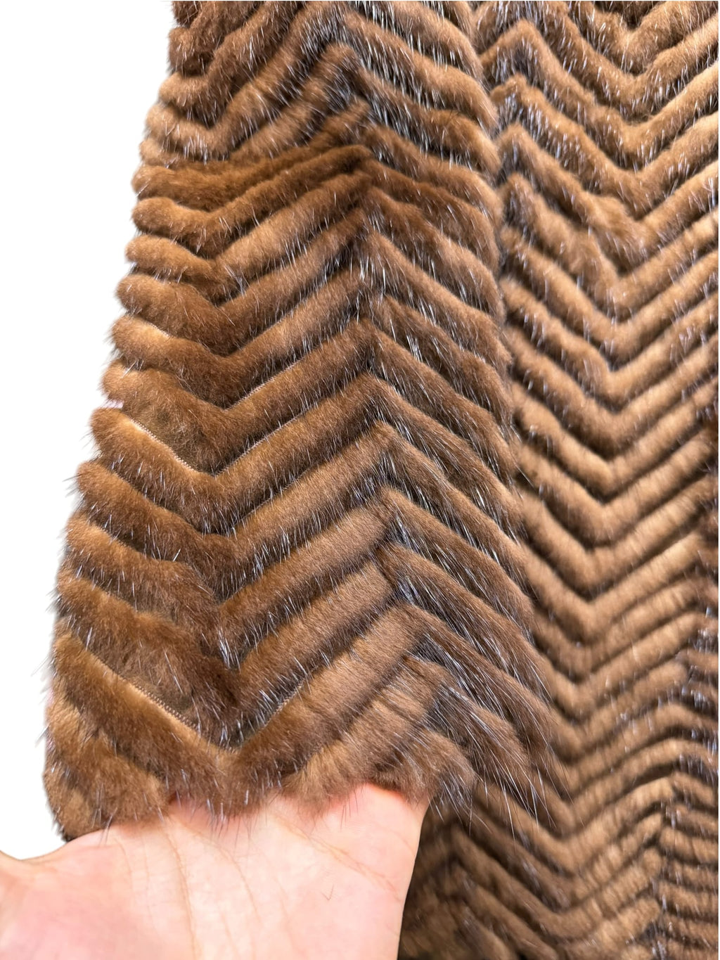 Vintage Brown Chevron Mink Fur Coat