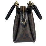 Coach Brown/Black Leather Mini Lillie Carryall In Signature Two-Way Bag