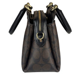 Coach Brown/Black Leather Mini Lillie Carryall In Signature Two-Way Bag