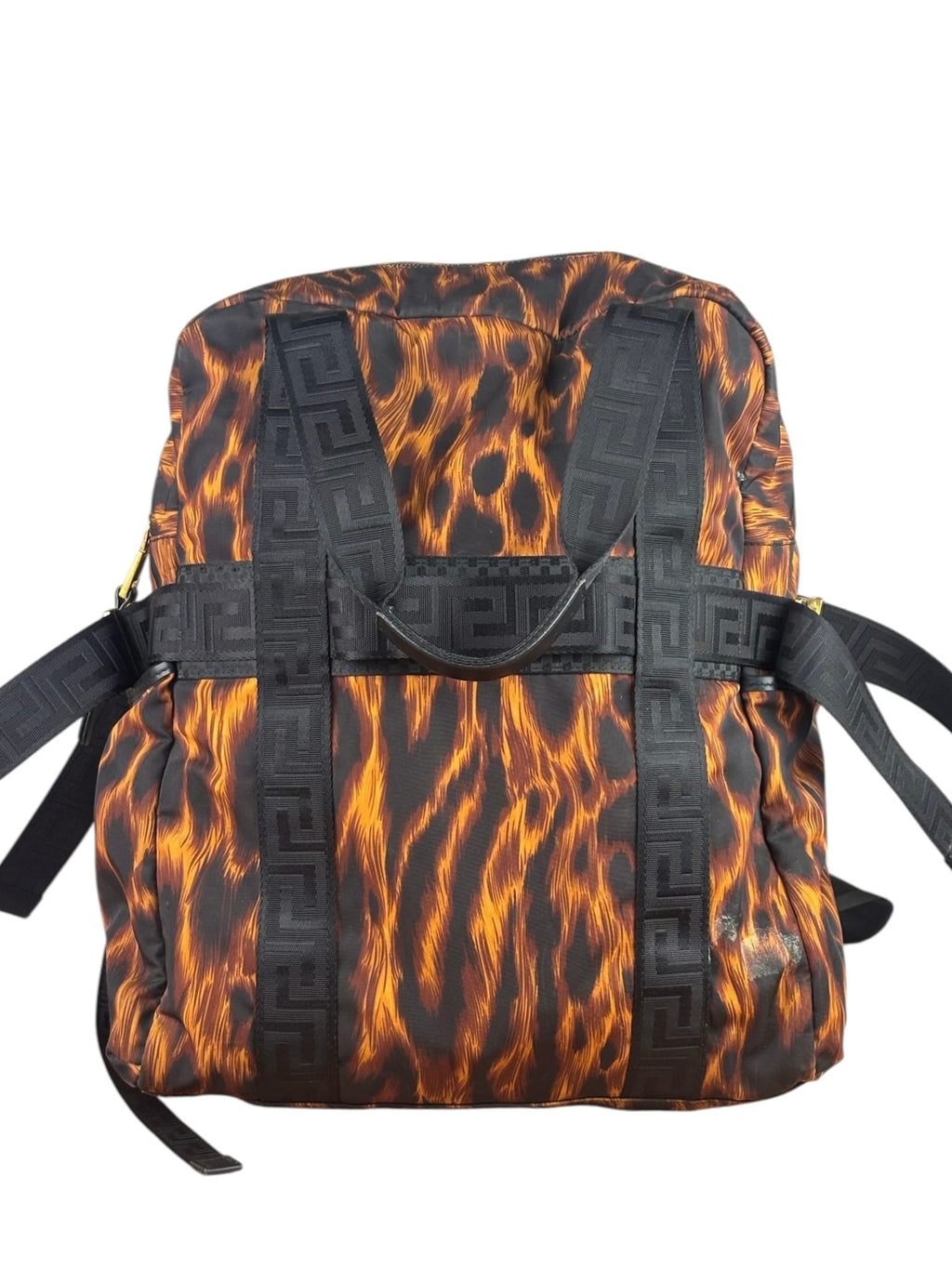 Versace Colorblock Tiger Print Medusa Head Travel Backpack