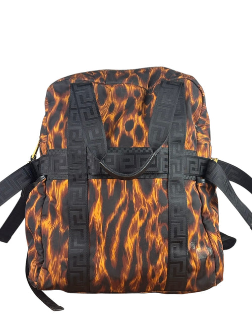 Versace Colorblock Tiger Print Medusa Head Travel Backpack