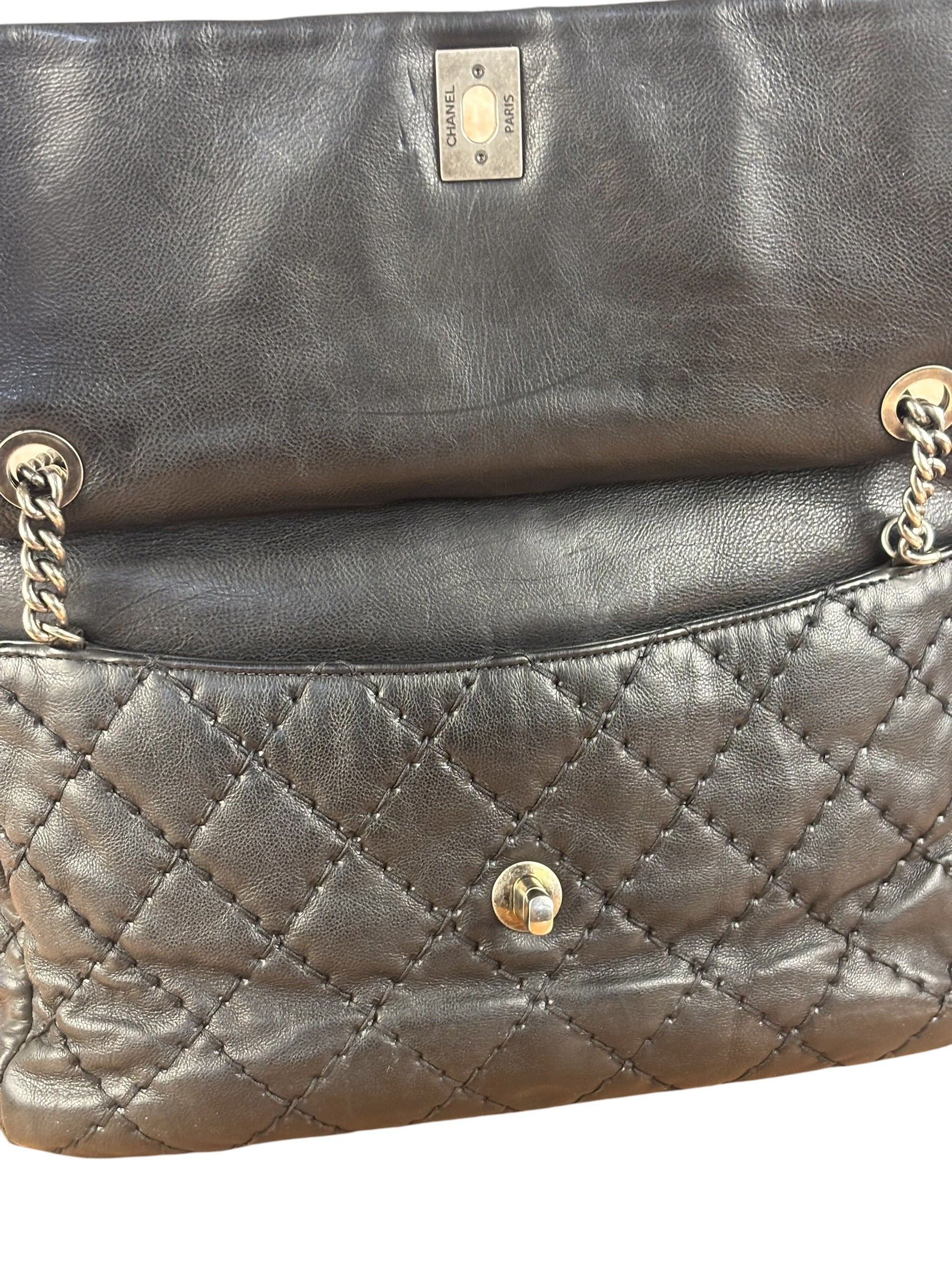 Chanel Black Leather Paris Moscow Flap/Chain Shoulder Bag 2005