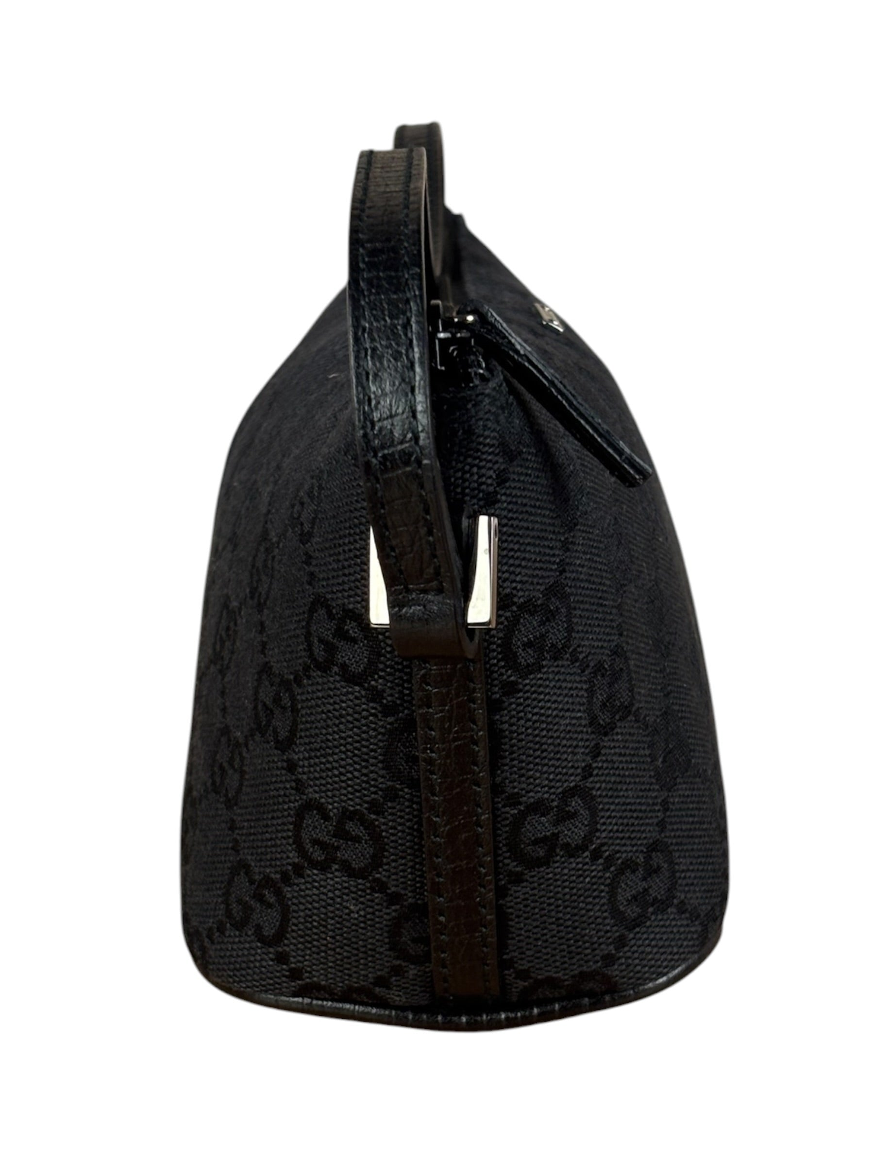 Gucci GG Vintage Black Canvas Monogram Boat Pochette
