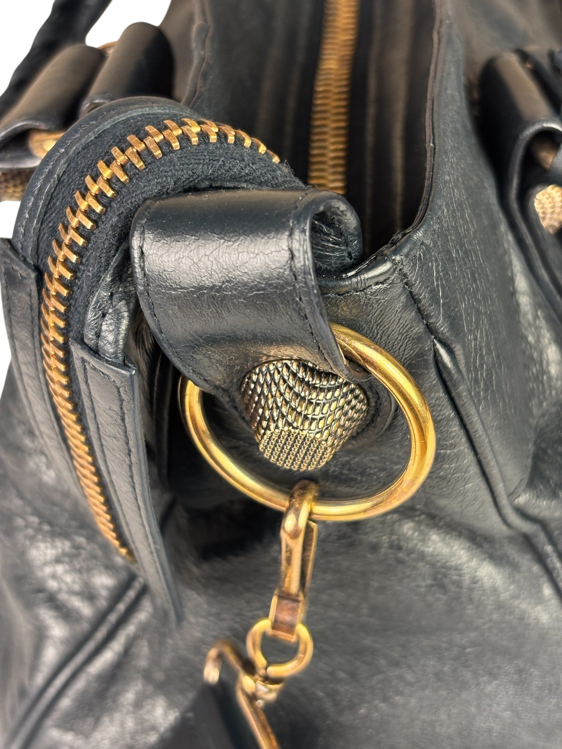 Balenciaga Vintage Navy Leather City Two-Way Bag