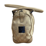 Gucci GG Beige Leather Trim Guccissima Small Boston Bag