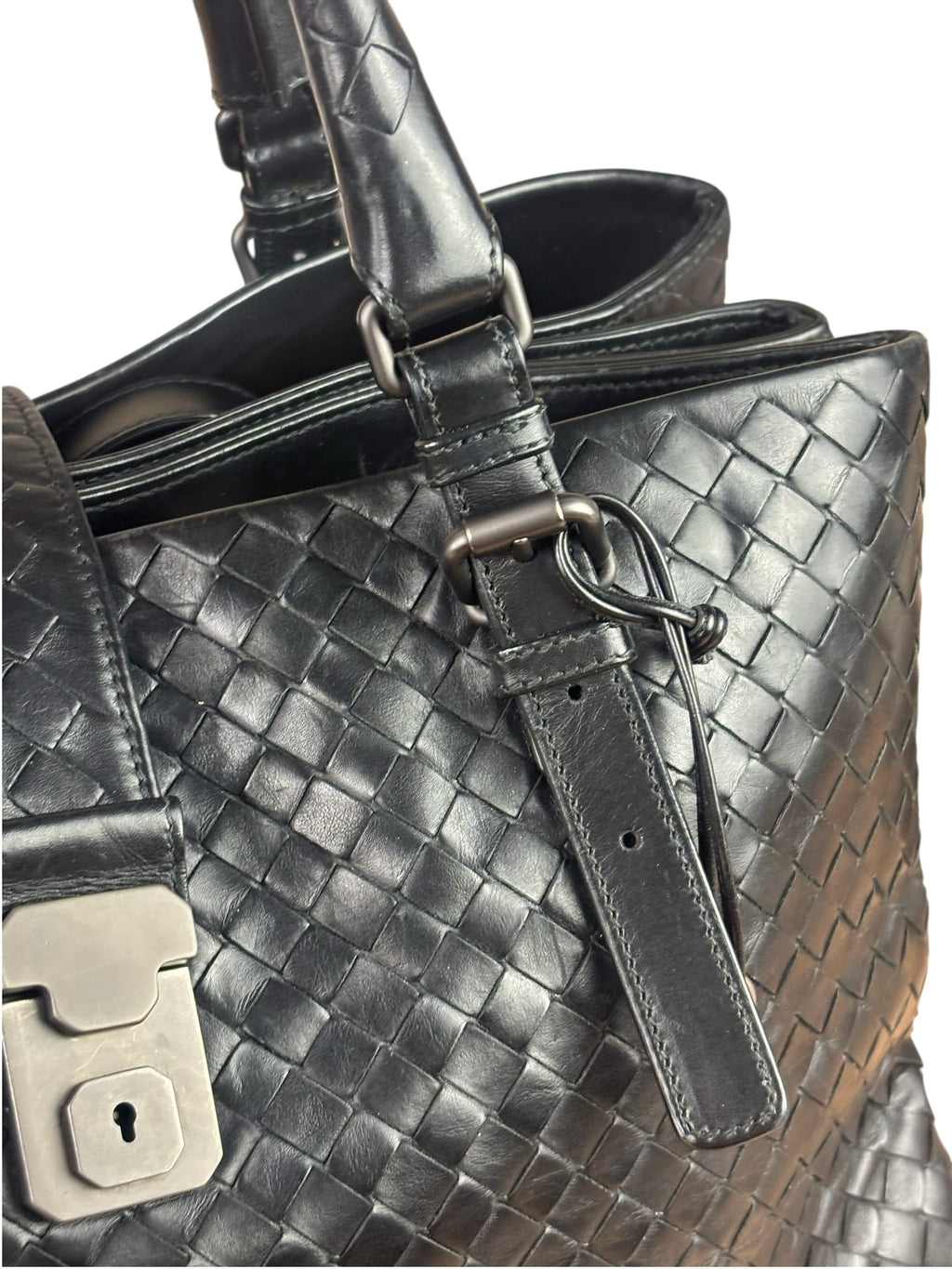 Bottega Veneta Black Intrecciato Two-Way Tote Bag