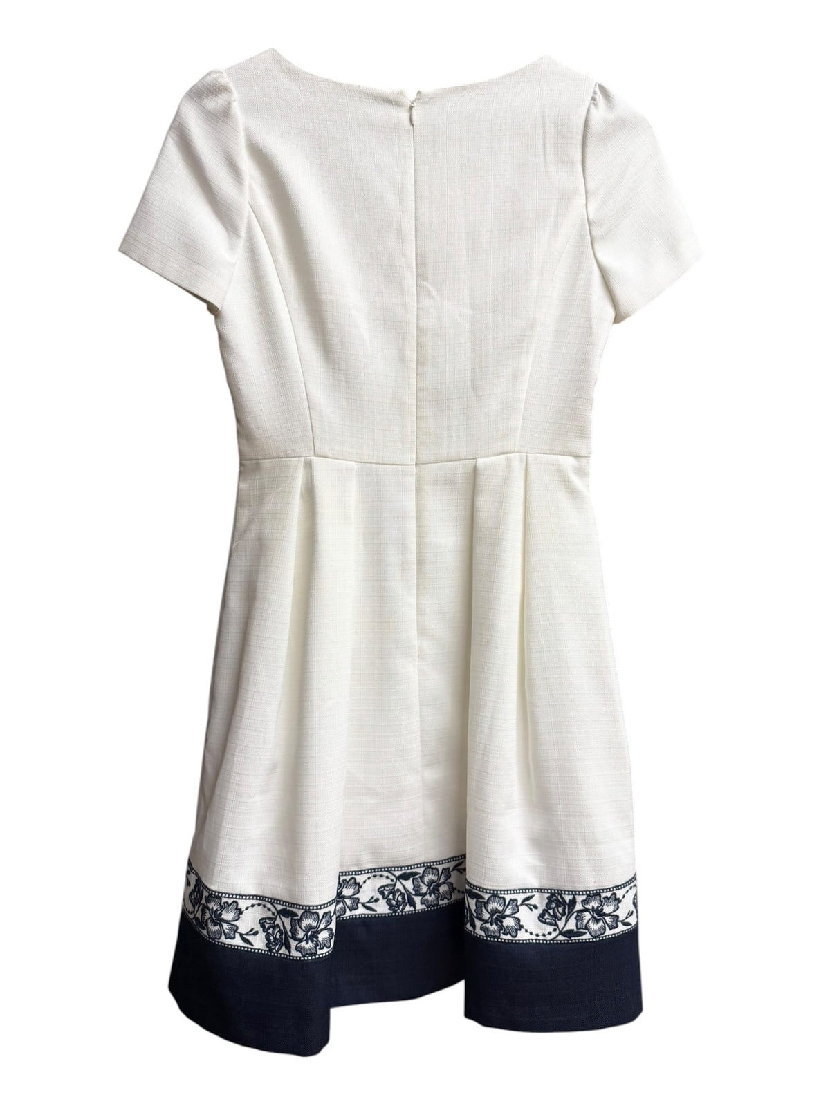 Laisse Passe White/Navy Floral Trim Dress