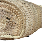 Loewe White Leather Raffia Basket Bag