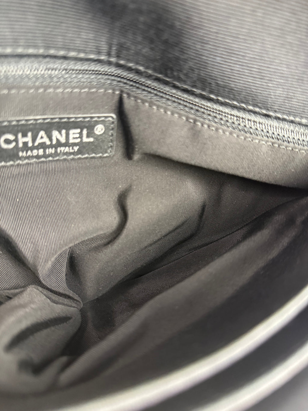 Chanel Beige/Navy Quilted Lambskin Flap Bag 2015
