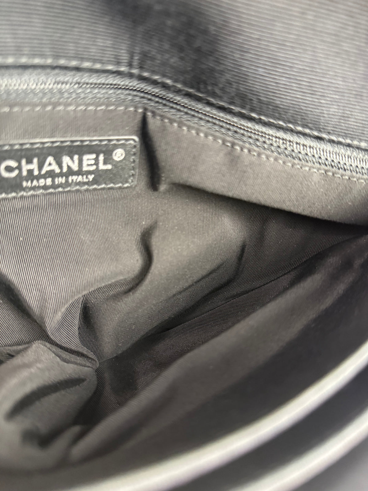Chanel Beige/Navy Quilted Lambskin Flap Bag 2015