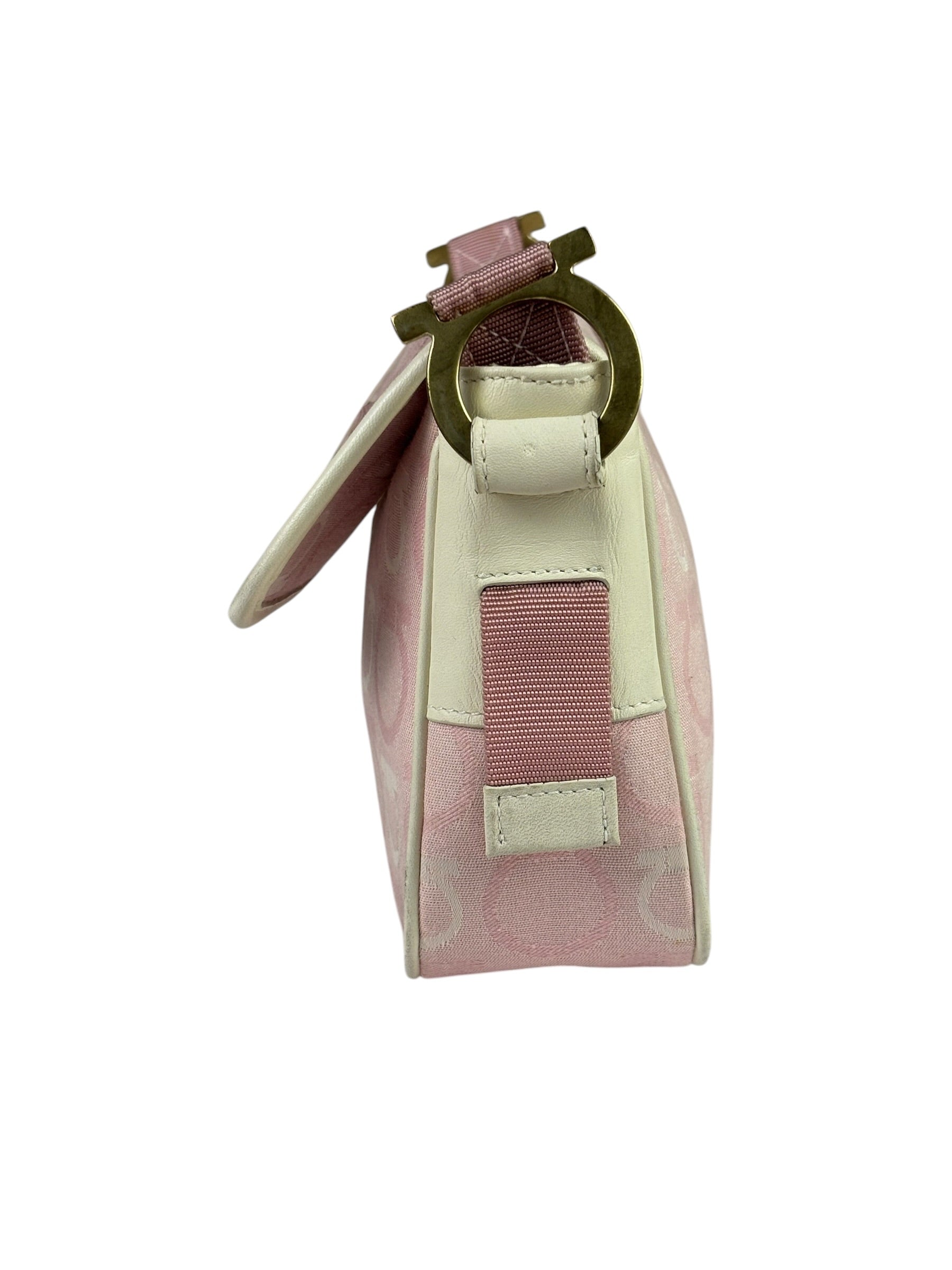 Ferragamo Pink Canvas Gancini Shoulder Bag