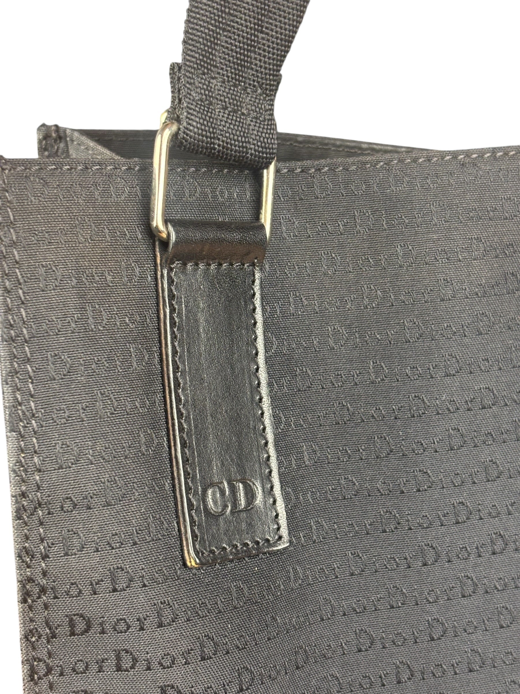 Christian Dior Vintage Black Logo Print Canvas Tote