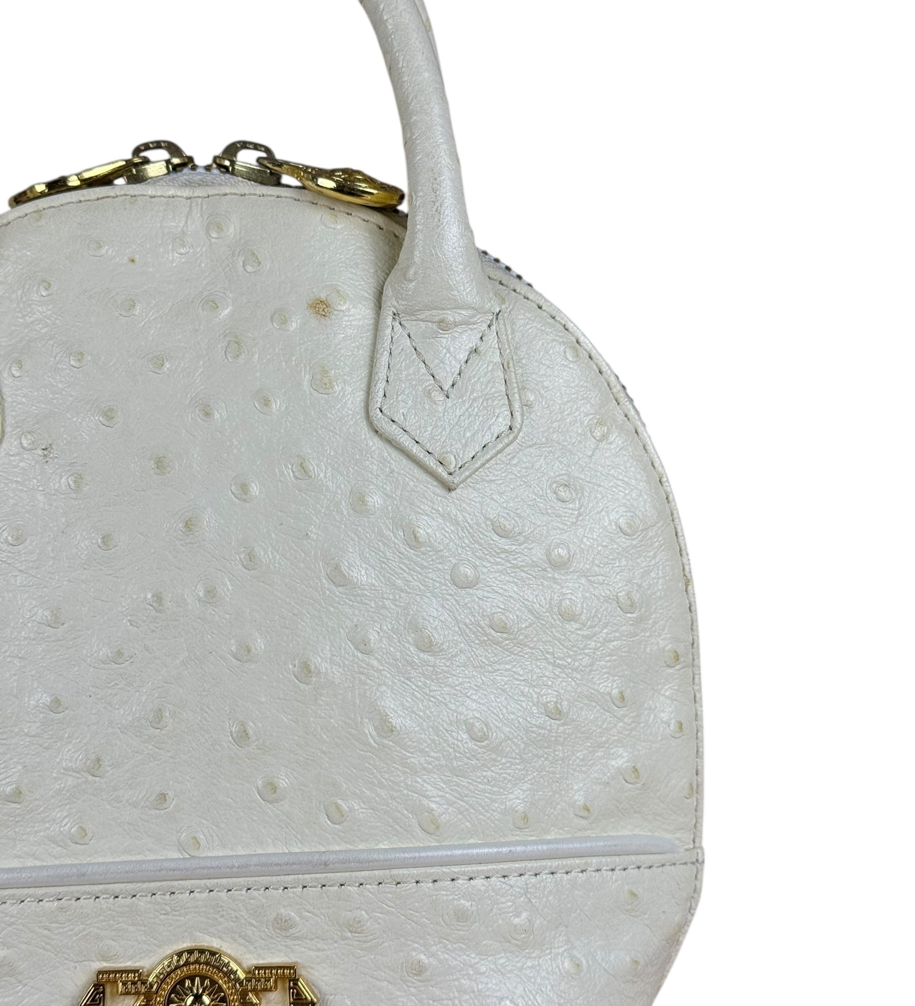 Versace Vintage Mini Osctrich Leather Top Handle Bag