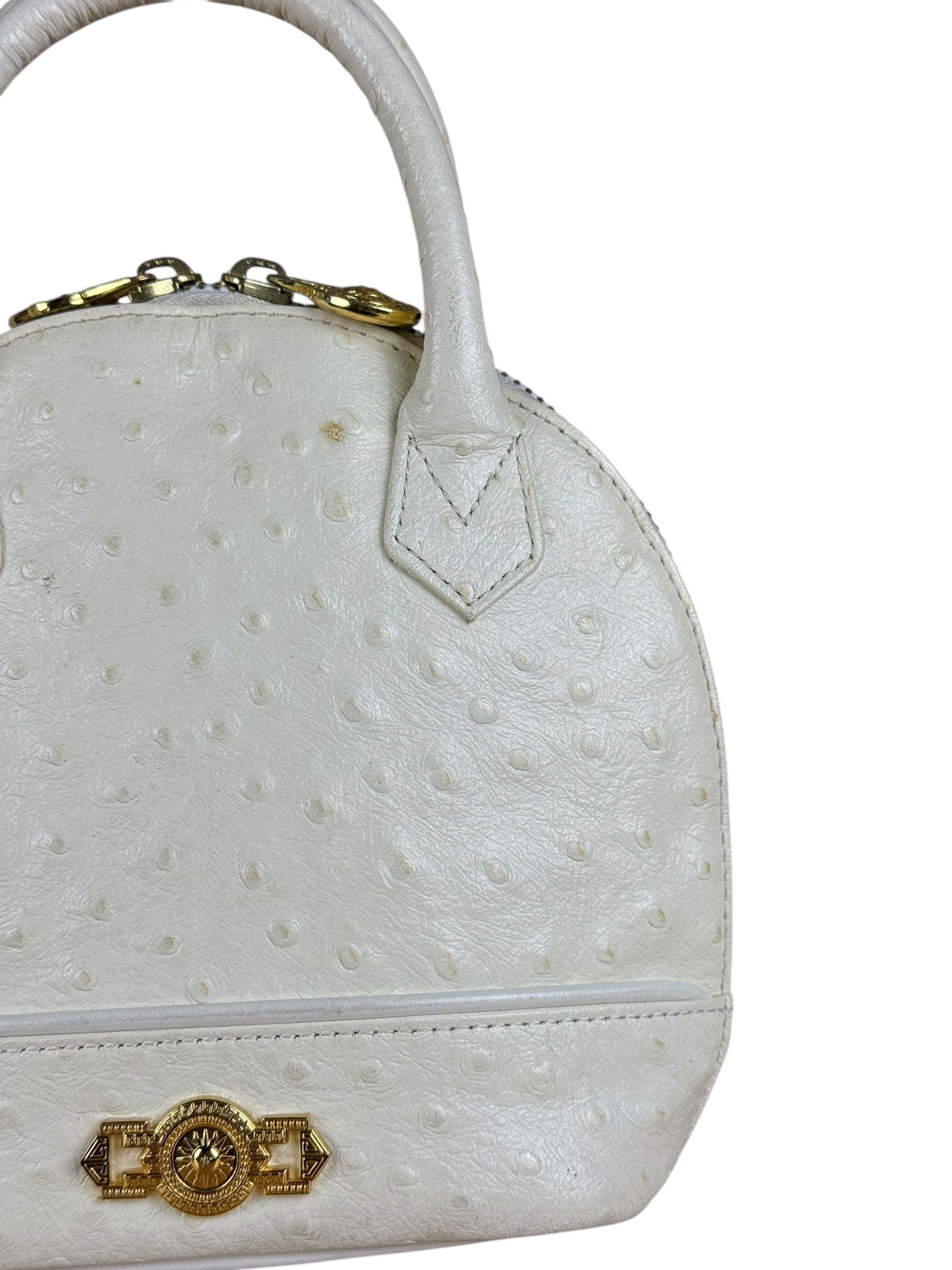 Versace Vintage Mini Osctrich Leather Top Handle Bag
