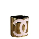 Chanel Pink/Gold Resin CC Wide Cuff