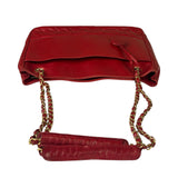 Chanel Red Quilted Lambskin Chain Tote Bag 1990