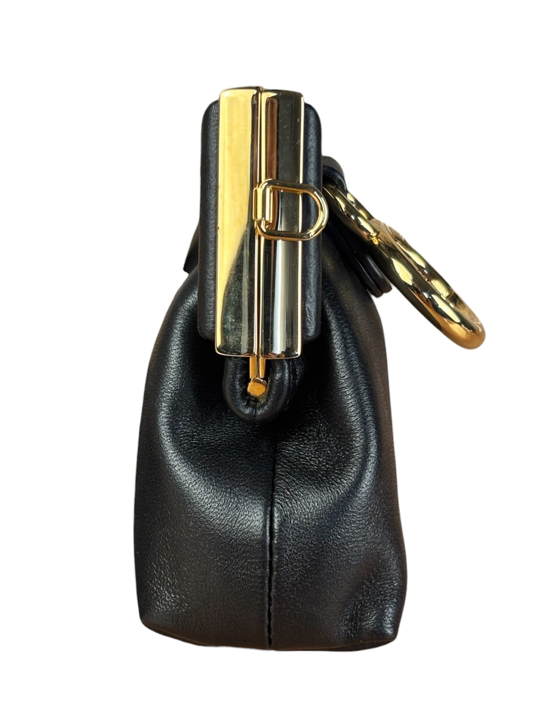 Fendi Black Leather Nano First Charm Shoulder Bag