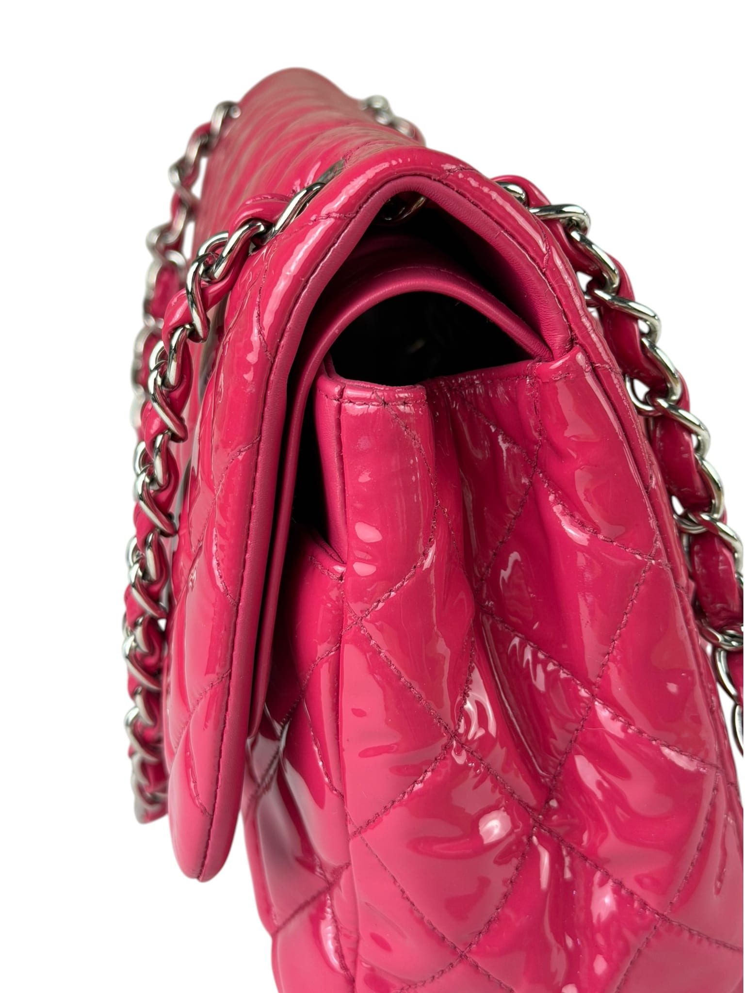 Chanel Hot Pink Large Patent Leather Double Flap Shoulder Bag 2014