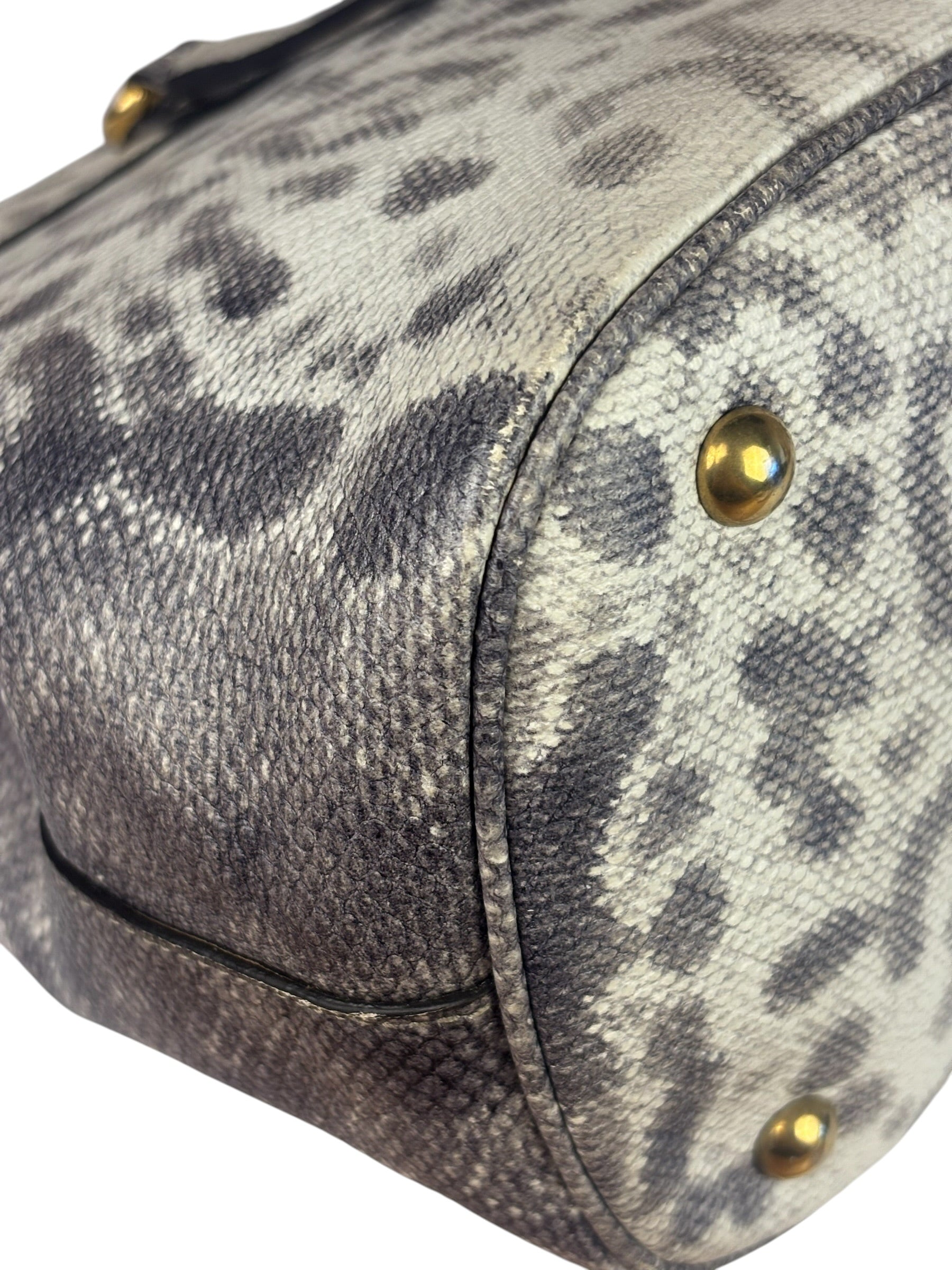 Gucci Cream/Grey Python-Embossed Horsebit Bright Bit Tote
