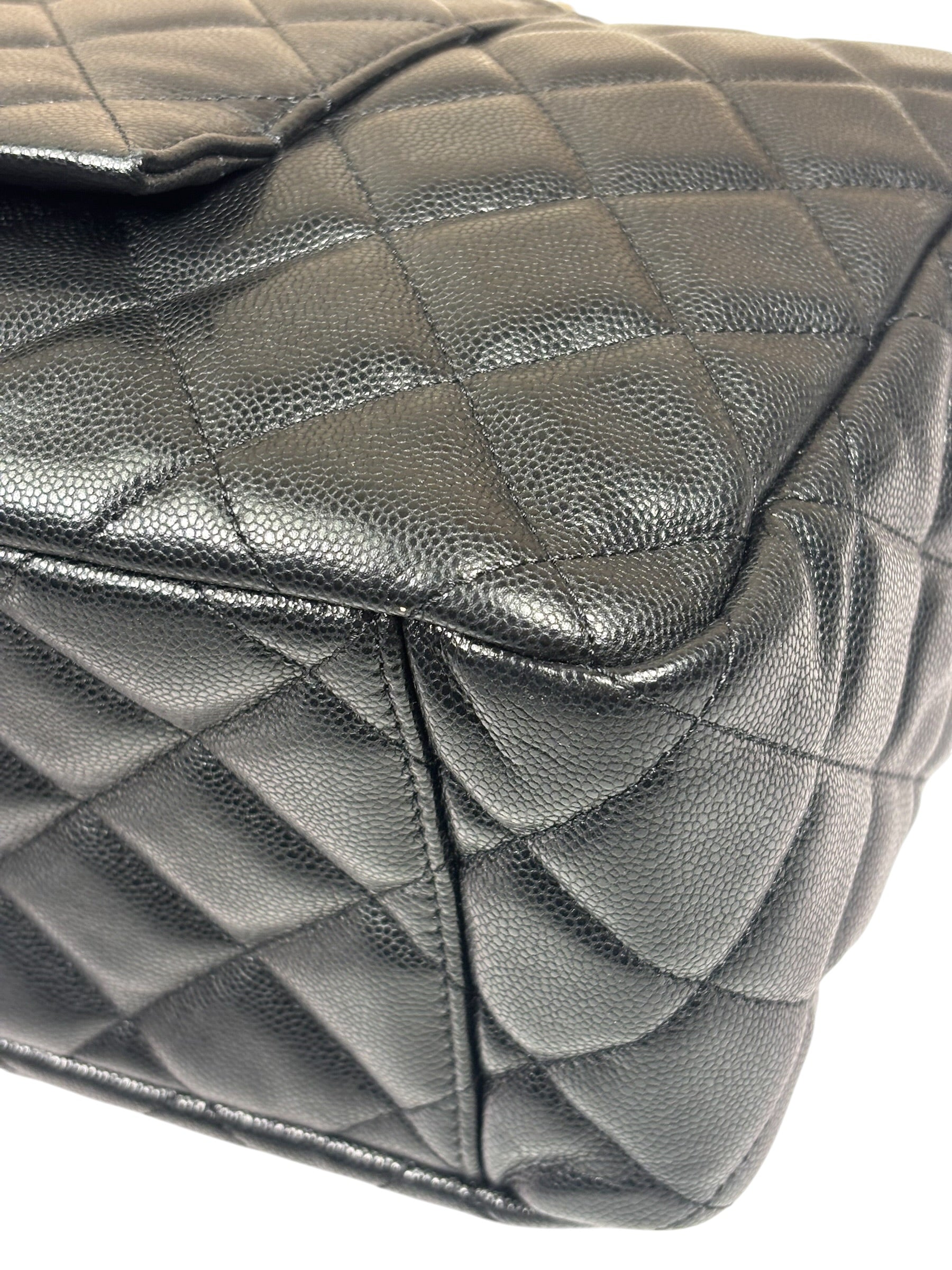 Chanel Black Quilted Caviar Jumbo Flap Bag 2021
