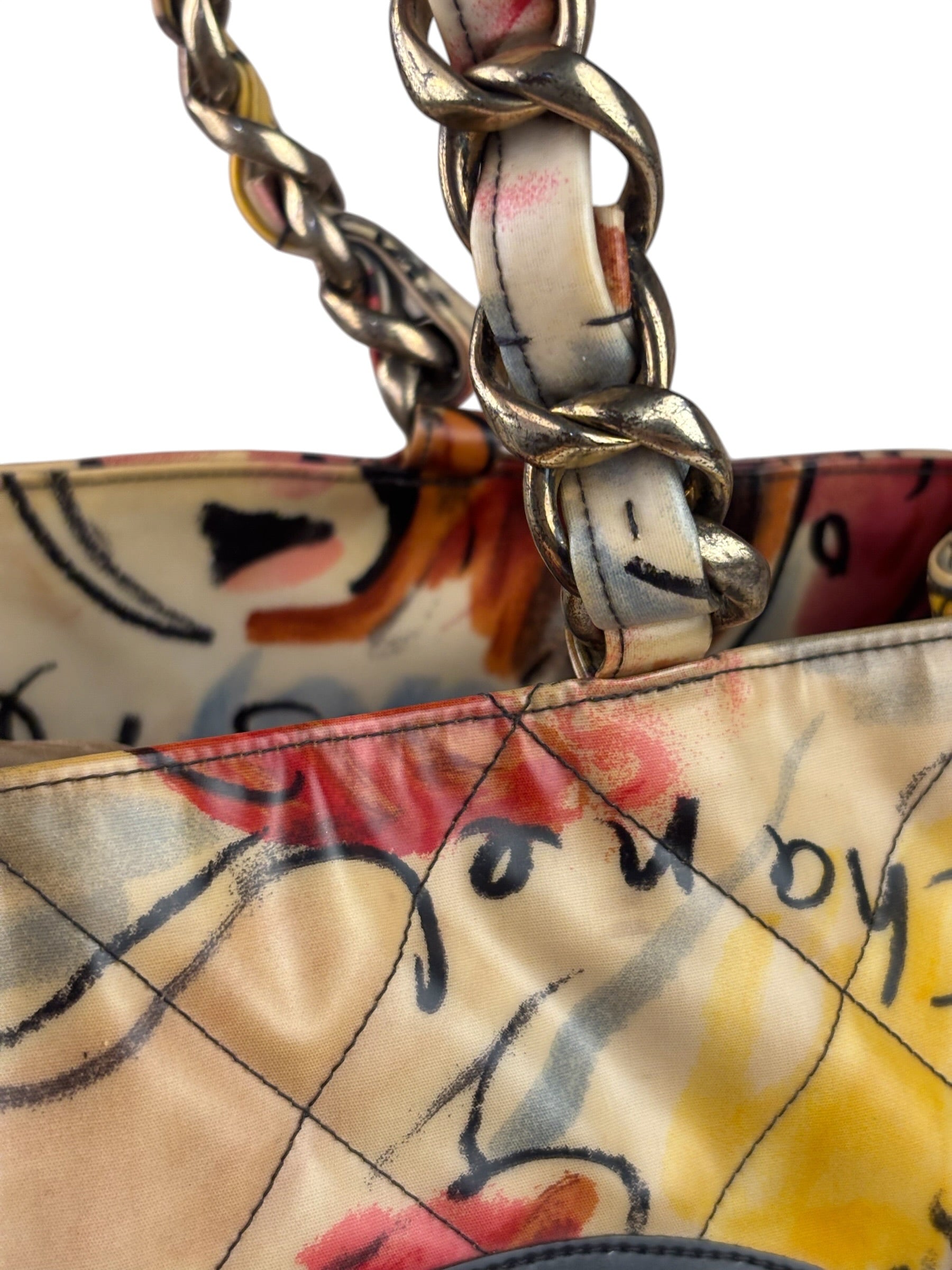Chanel Multicolor Graffiti Coated Canvas Tote