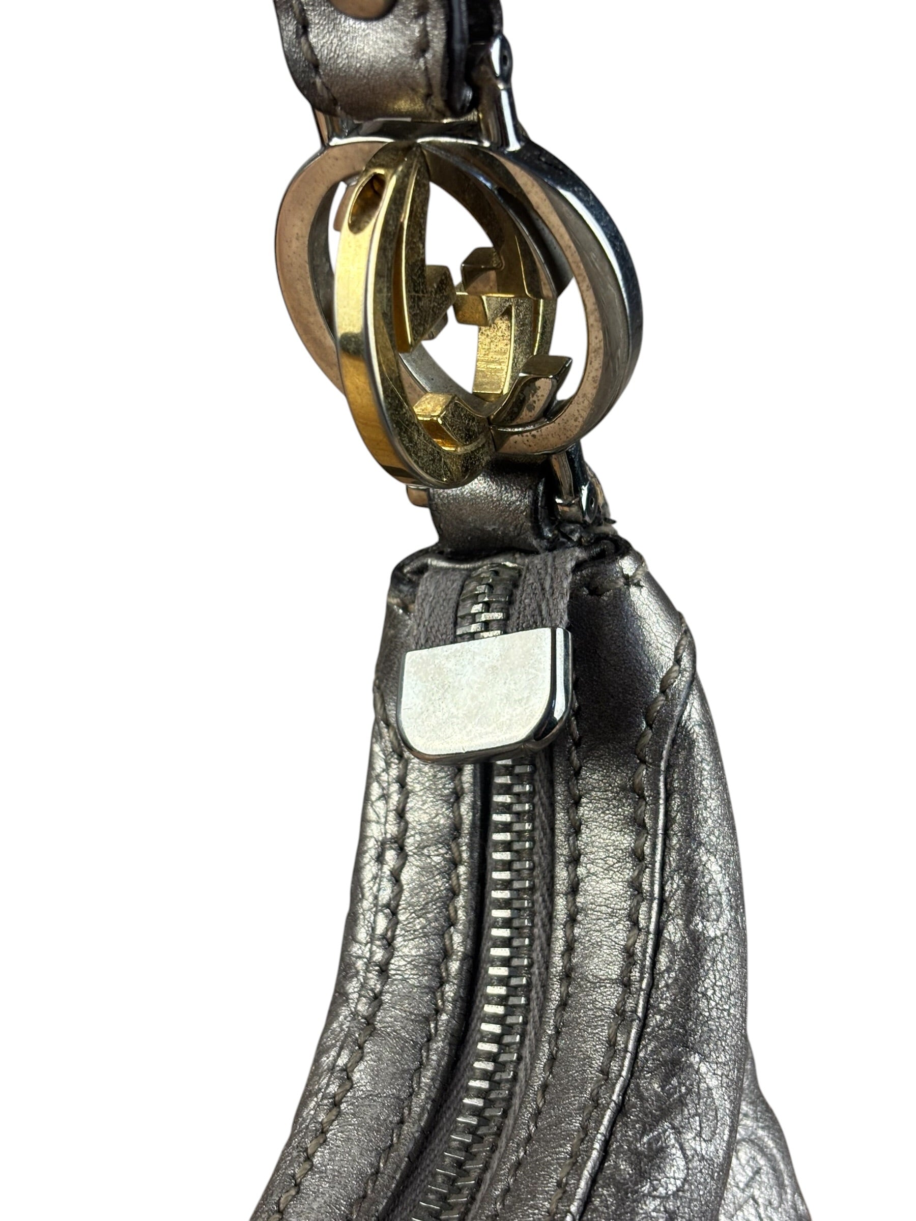 Gucci Vintage GG Metallic Leather Hobo Shoulder Bag