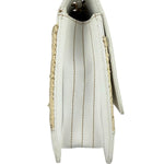 Chanel White Leather Trim Tweed Shoulder Bag 2001