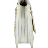 Chanel White Leather Trim Tweed Shoulder Bag 2001