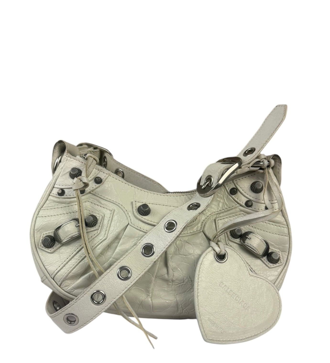 Balenciaga White Lambskin Le Cagole Shoulder Bag