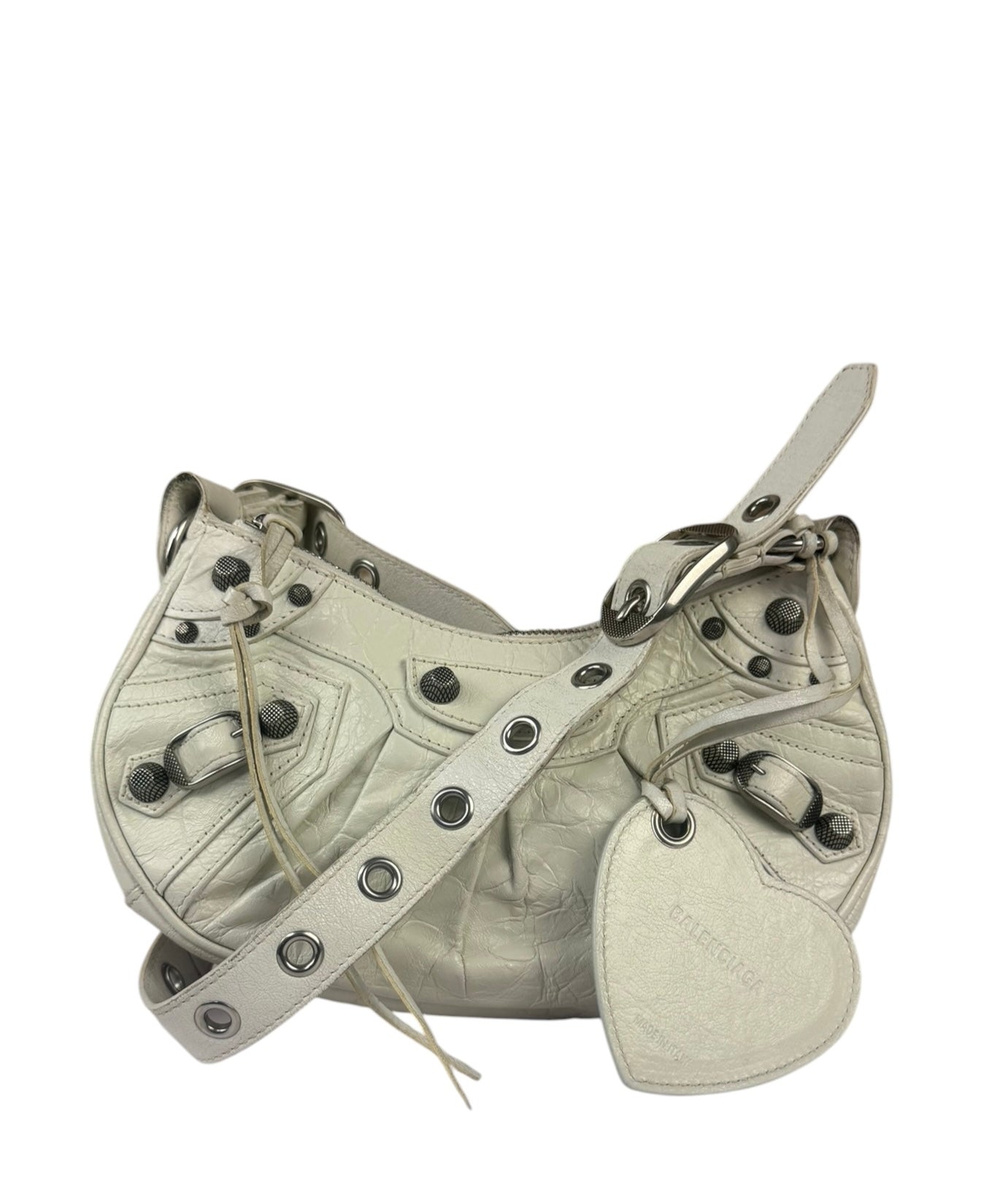 Balenciaga White Lambskin Le Cagole Shoulder Bag