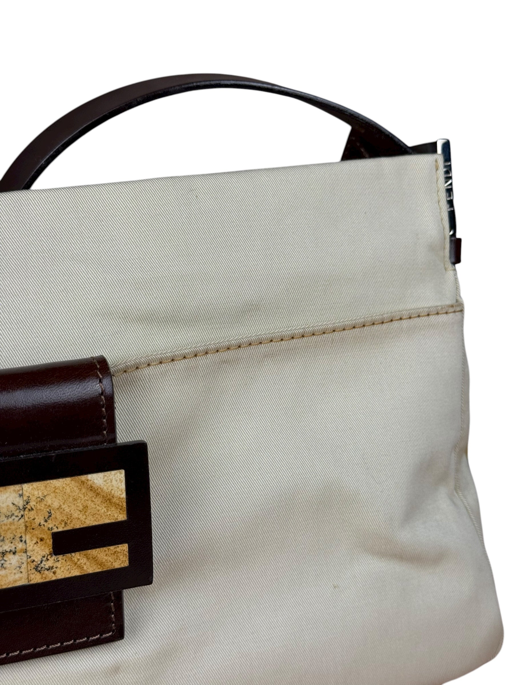 Fendi Cream Baguette Shoulder Bag